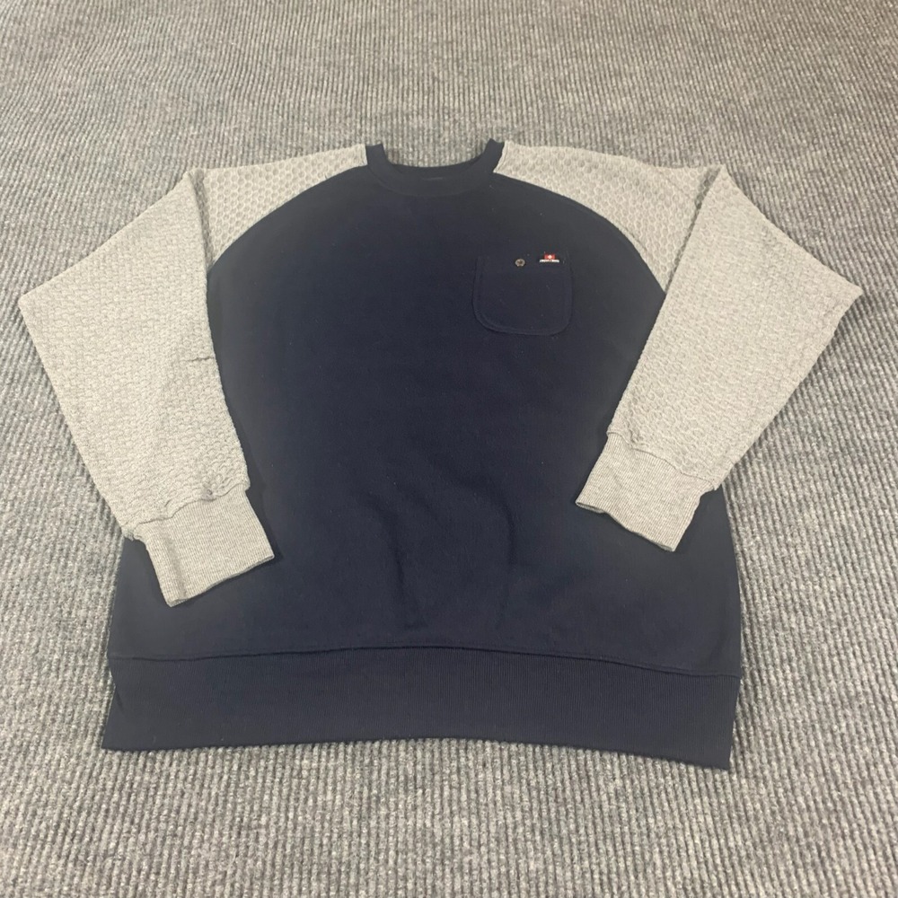 Swish Cross‎ Sweater Mens Medium M Blue Pocket Sweatshirt Pullover Knit Stretch